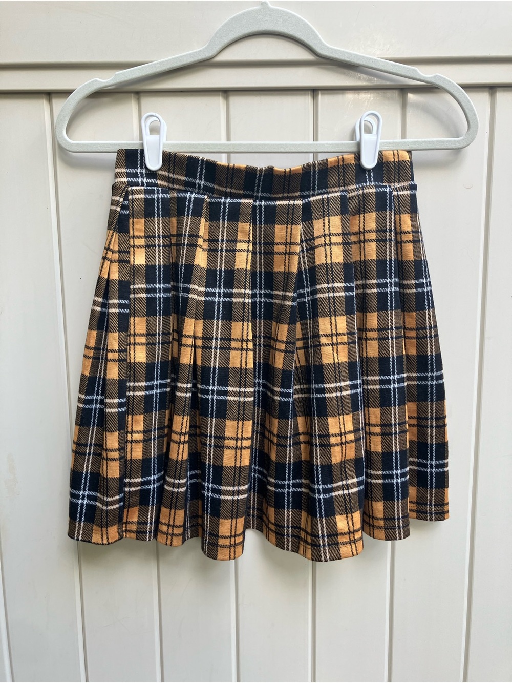 Just Polly pleated mini skirt small yellow plaid clueless y2k skater Hufflepuff
